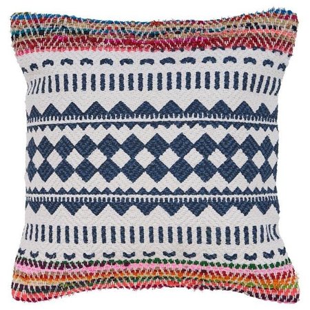 LR RESOURCES LR Resources PILLO07353MLTIIPL Globally Inspired Chindi Square Throw Pillow - Multi Color PILLO07353MLTIIPL